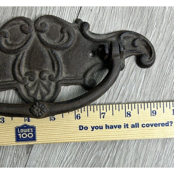 Vintage Ornate Cast Iron Drawer Pull Handle 9” - Picture 5 of 7